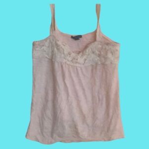 AEO Pink Top with White Crochet